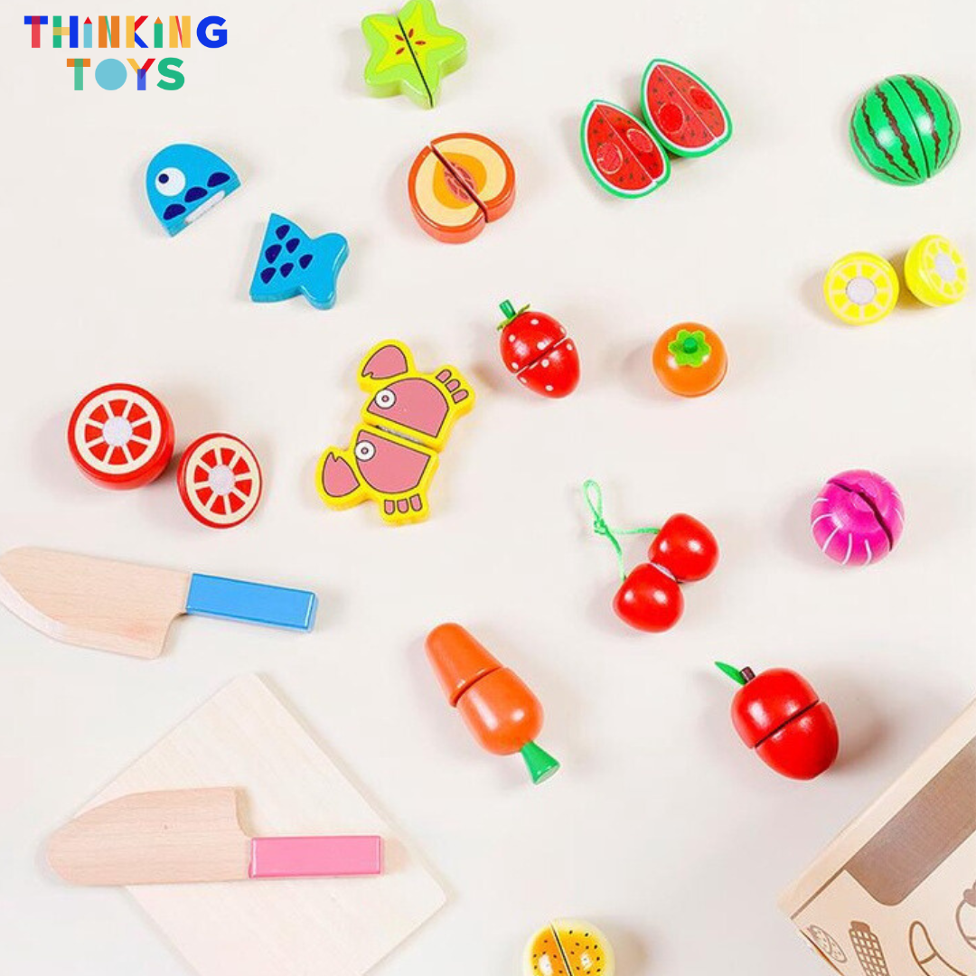 SP015, 40-Piece Fruits and Vegetables Slicing Set, Inspires social imagination as children host tea parties, share stories, and create fun.