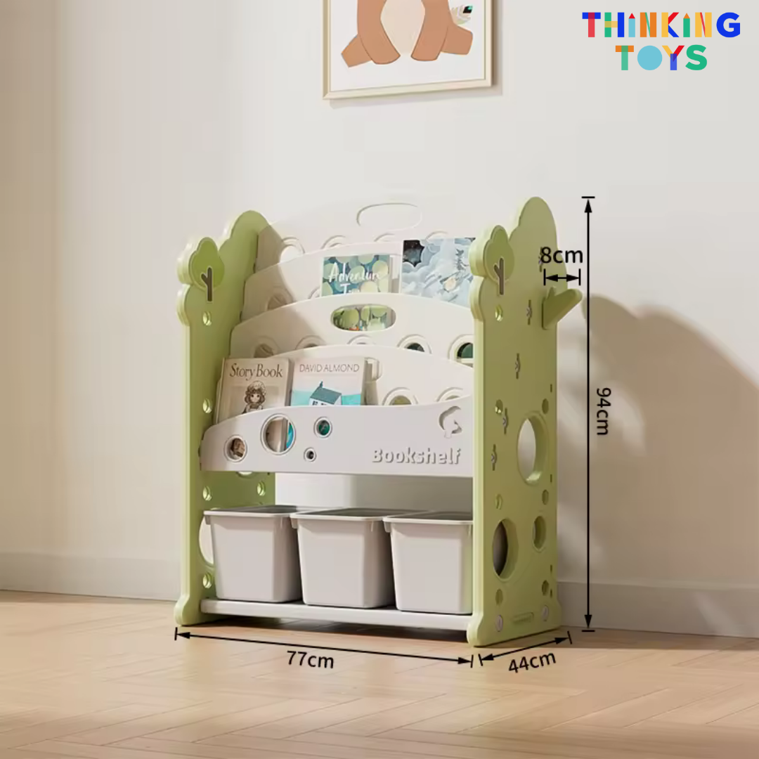 SU003-G, Treehouse Bookshelf GREEN, Encourages independent reading and organization with a clean, child-friendly design.