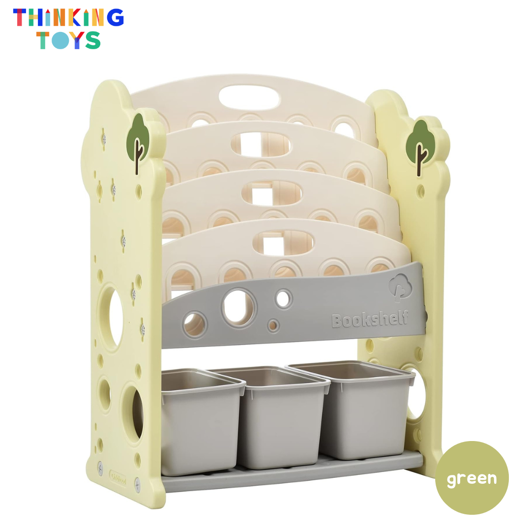 SU003-G, Treehouse Bookshelf GREEN, Encourages independent reading and organization with a clean, child-friendly design.