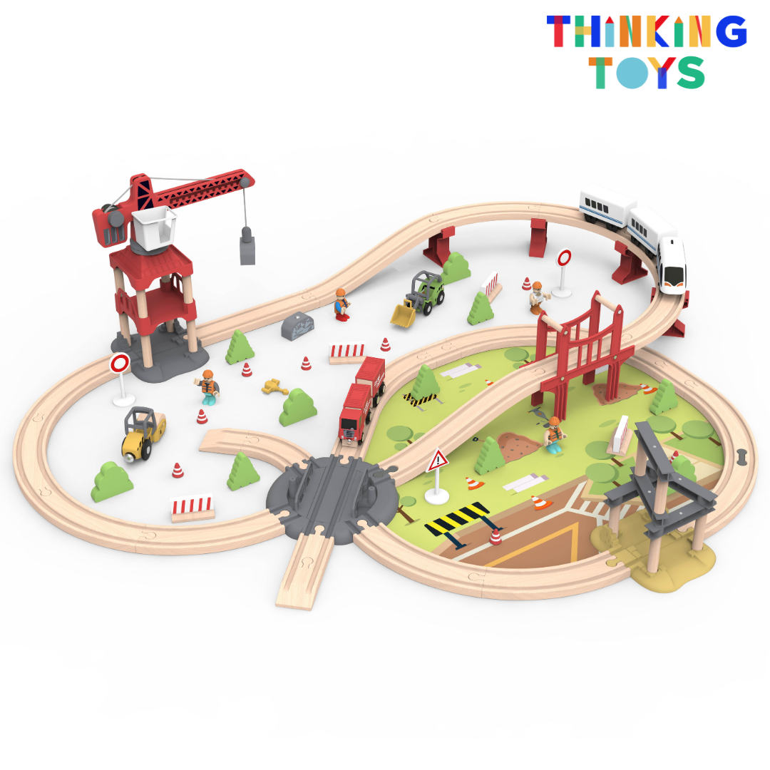 TS001, TYLER Travel Adventure Wooden Train & Track Railway Set, Boosts creativity with multi-level play that enhances imagination and storytelling.