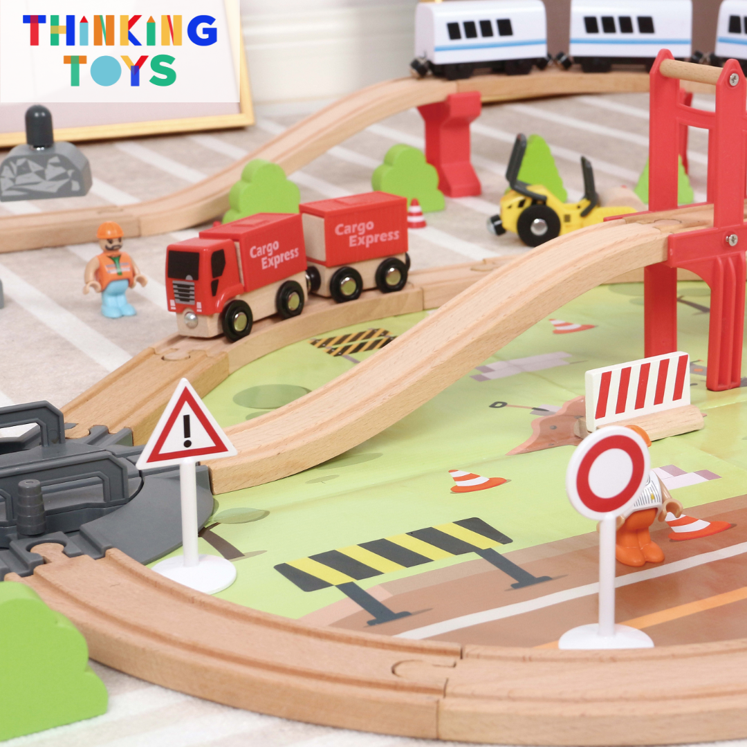 TS001, TYLER Travel Adventure Wooden Train & Track Railway Set, Boosts creativity with multi-level play that enhances imagination and storytelling.