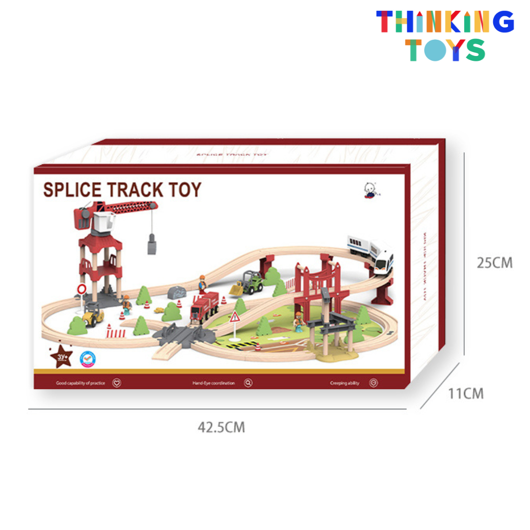 TS001, TYLER Travel Adventure Wooden Train & Track Railway Set, Boosts creativity with multi-level play that enhances imagination and storytelling.