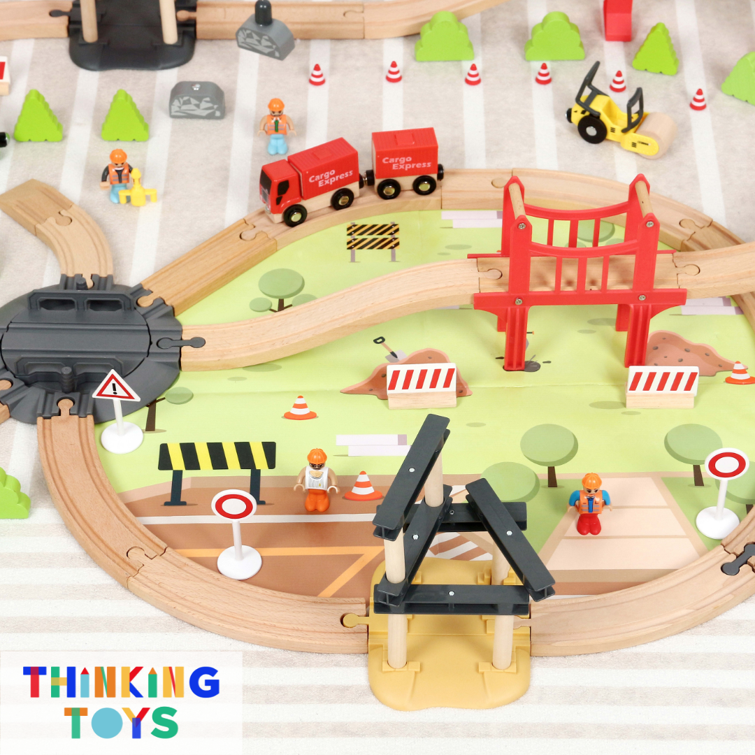 TS001, TYLER Travel Adventure Wooden Train & Track Railway Set, Boosts creativity with multi-level play that enhances imagination and storytelling.
