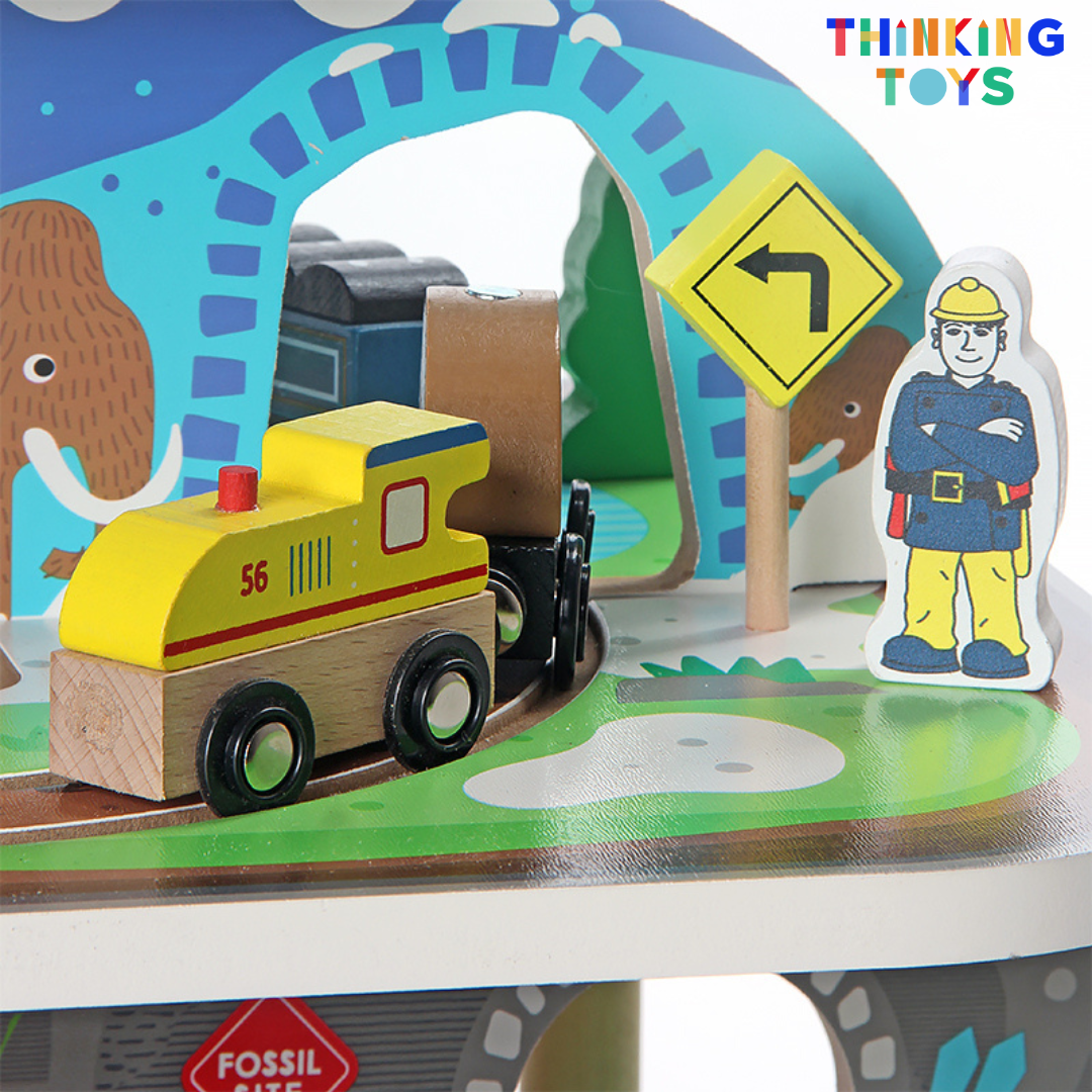 TS002, TYLER Multi-level Garage with Elevator Wooden Train & Track Railway Set, Builds teamwork and storytelling as kids imagine loading, transporting, and exploring.