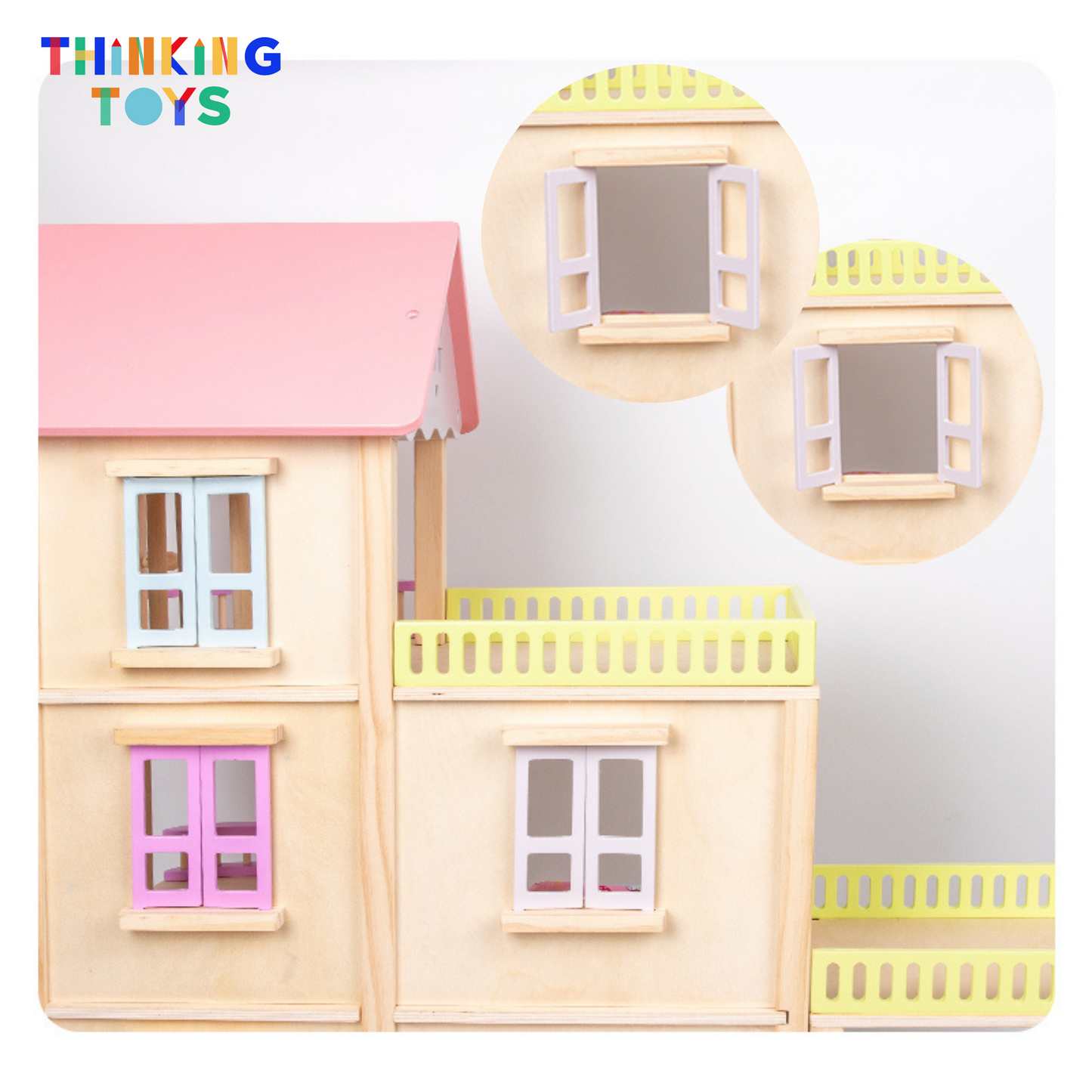 LULU CLASSIC 3-Storey Pink Dollhouse with Elevator