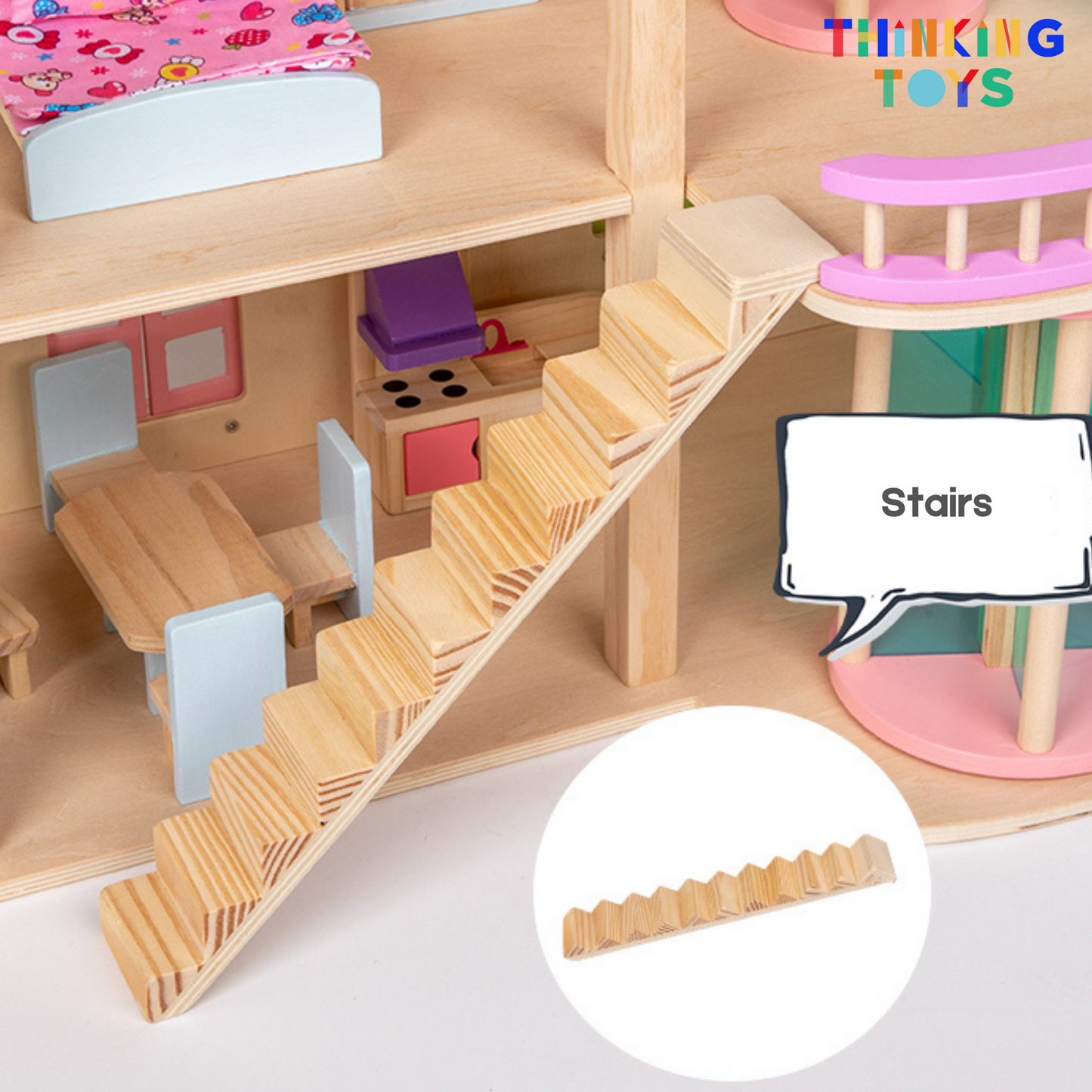 LULU CLASSIC 3-Storey Pink Dollhouse with Elevator