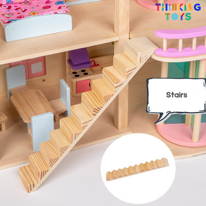 LULU CLASSIC 3-Storey Pink Dollhouse with Elevator