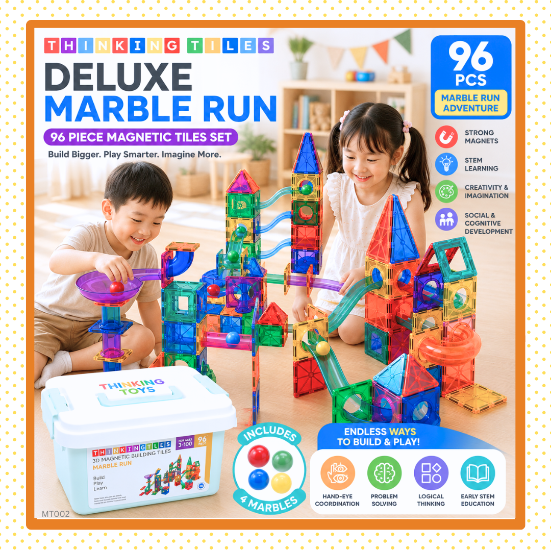 DELUXE MARBLE RUN 96-Piece Magnetic Tiles Set