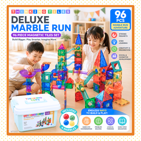 DELUXE MARBLE RUN 96-Piece Magnetic Tiles Set