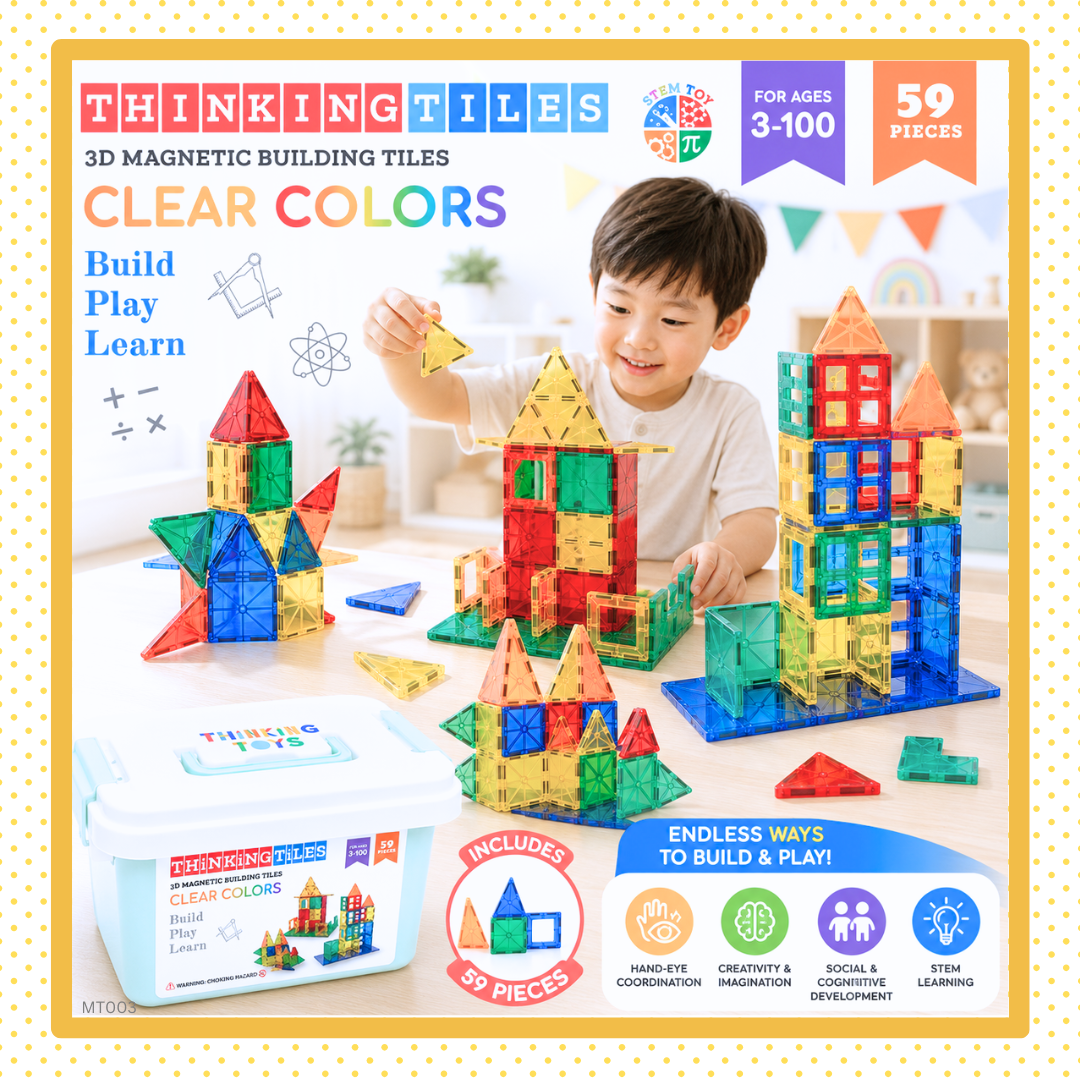 CLEAR COLORS 59-Piece Magnetic Tiles Set
