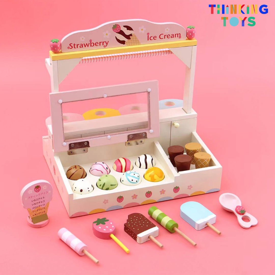 PLAYSHOP Wooden Strawberry Ice Cream Playset