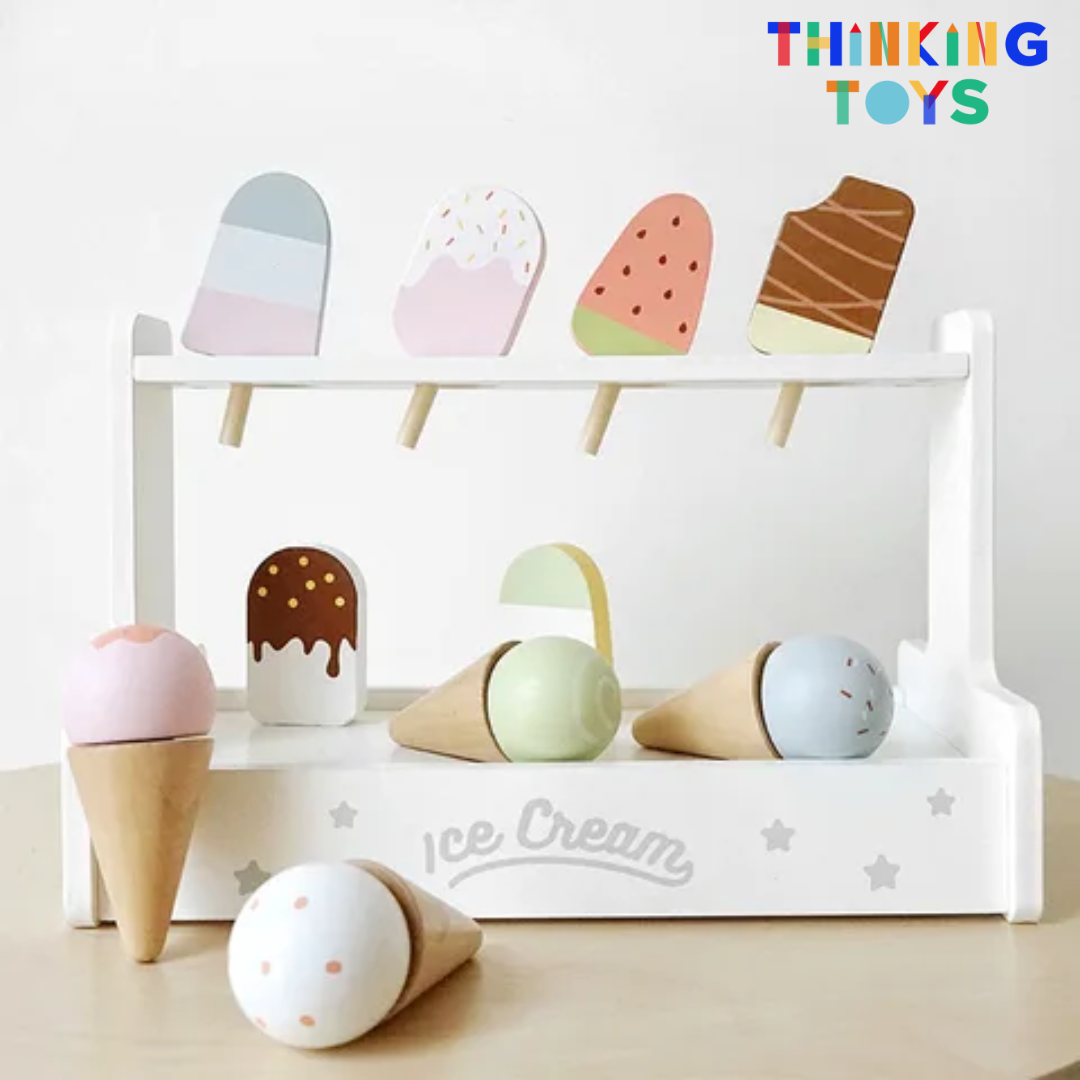 PLAYSHOP Wooden Classic Minimalist Ice Cream Playset