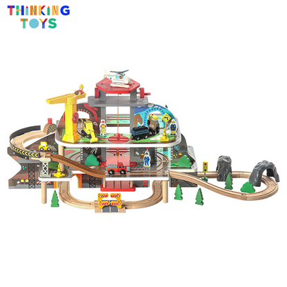 TYLER Multi-level Garage with Elevator Train Track Railway Set