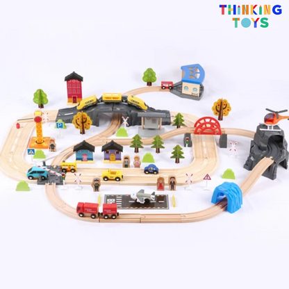 TYLER Deluxe Wooden Cars & Train Track Railway Set