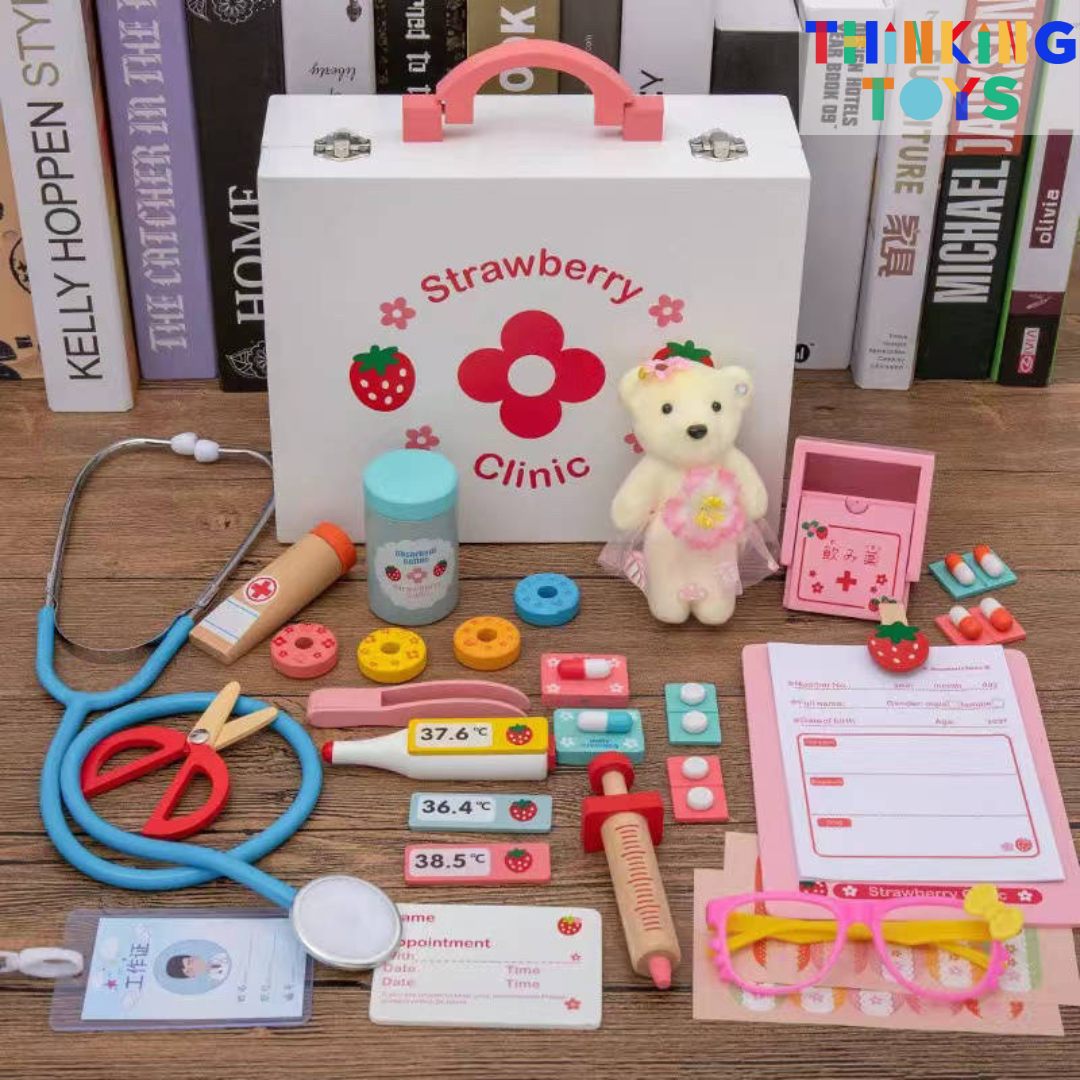 PLAYSHOP Wooden Strawberry Doctor's Kit Playset