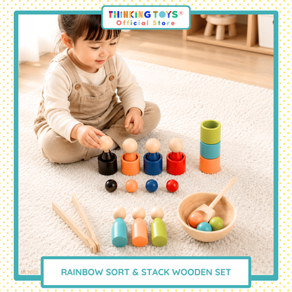 Rainbow Sort & Stack Wooden Set