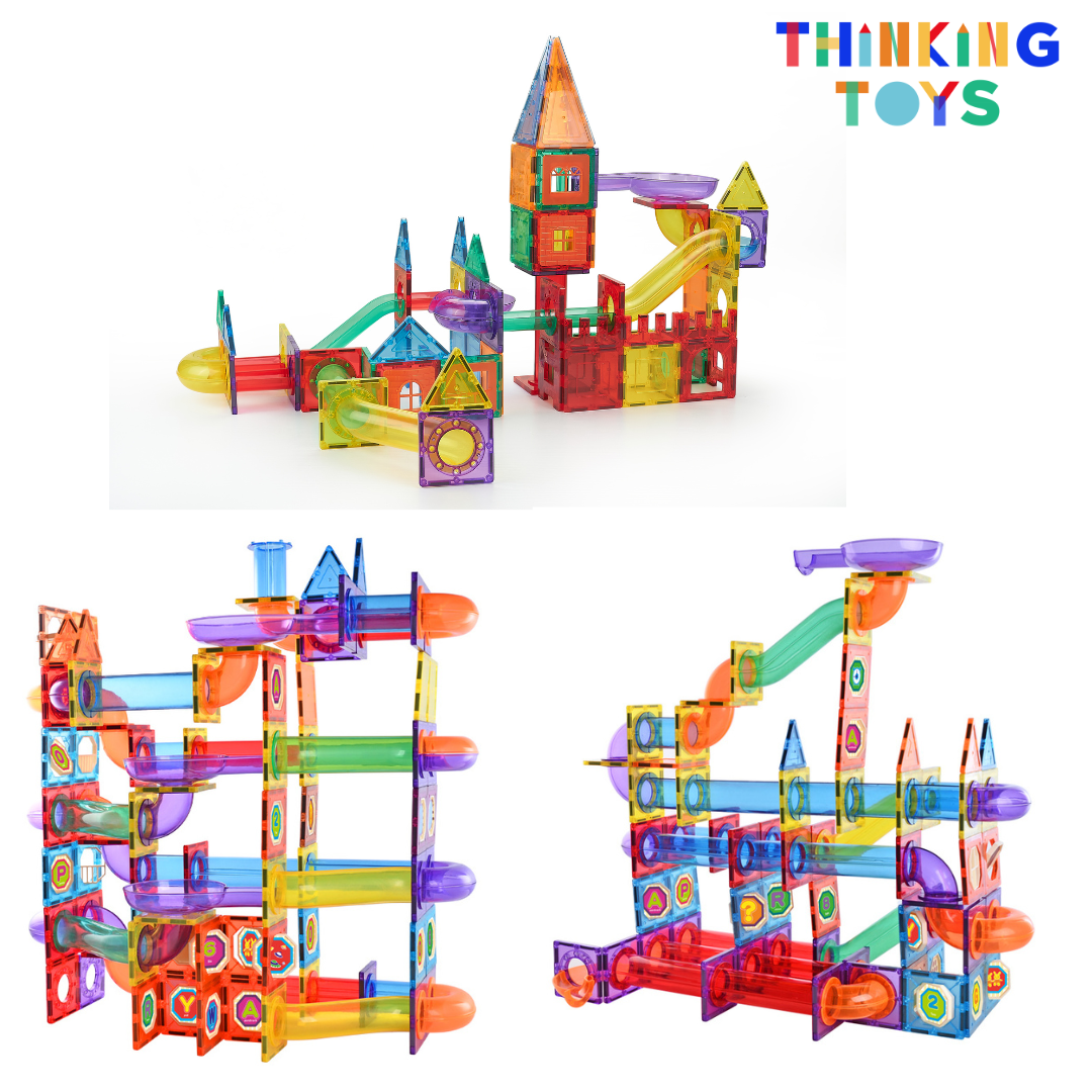 DELUXE MARBLE RUN 96-Piece Magnetic Tiles Set