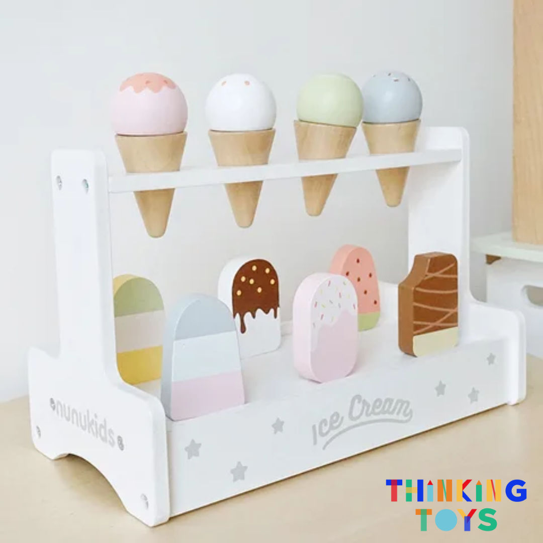 PLAYSHOP Wooden Classic Minimalist Ice Cream Playset