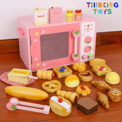 PLAYSHOP Wooden Strawberry Bread Oven Toaster Playset