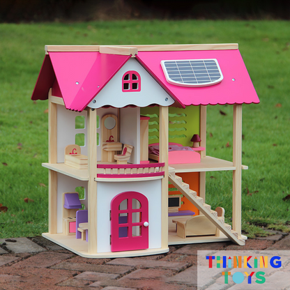 LULU CLASSIC 2-Storey Pink Dollhouse Villa