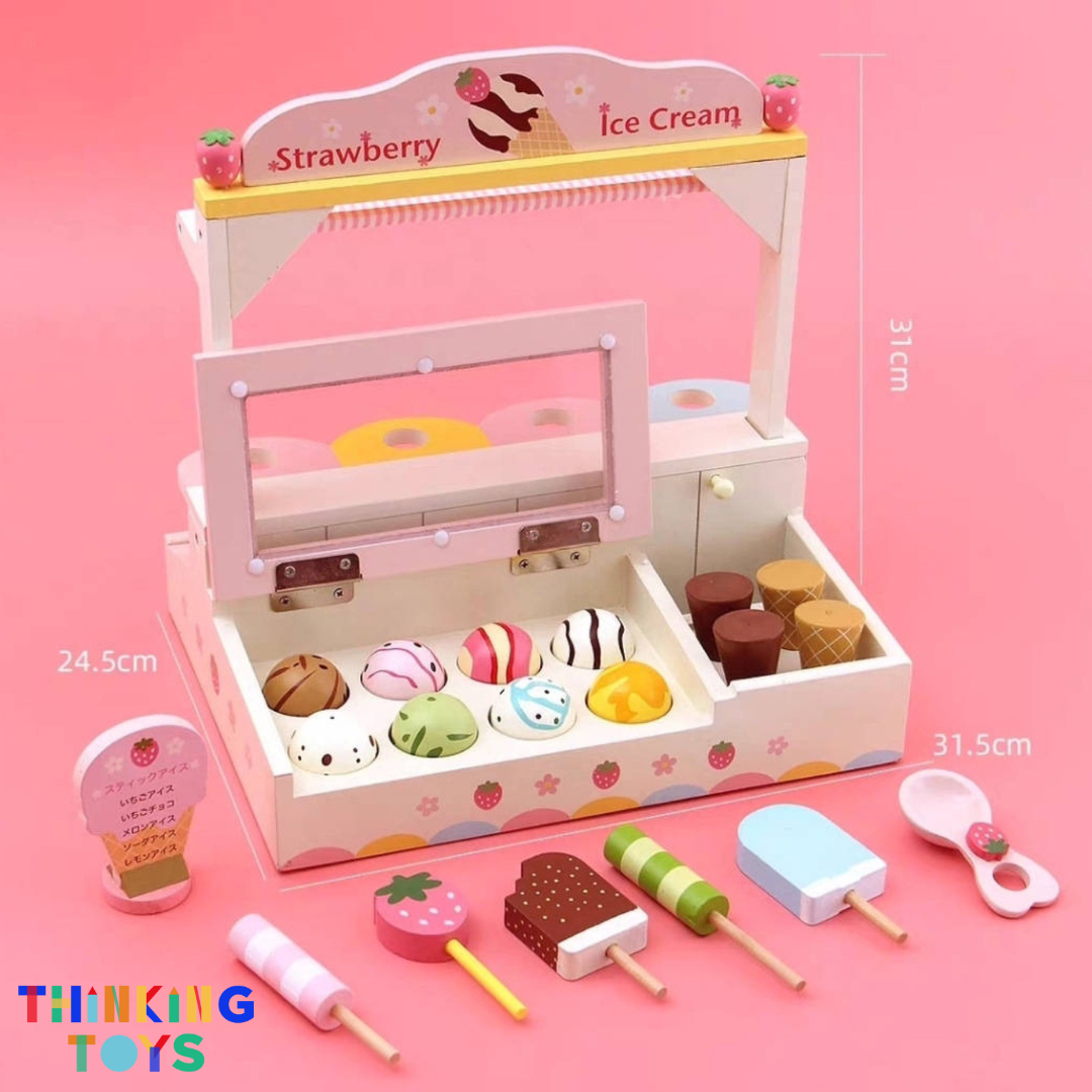 PLAYSHOP Wooden Strawberry Ice Cream Playset