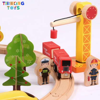 TYLER Deluxe Wooden Cars & Train Track Railway Set