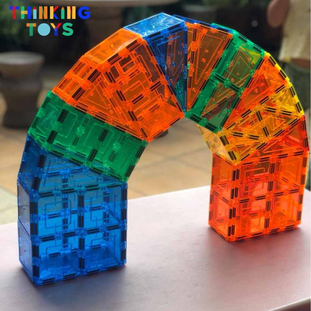 Color Magic Tiles CLEAR COLORS 59-Piece Magnetic Tiles Set – Thinking Toys PH