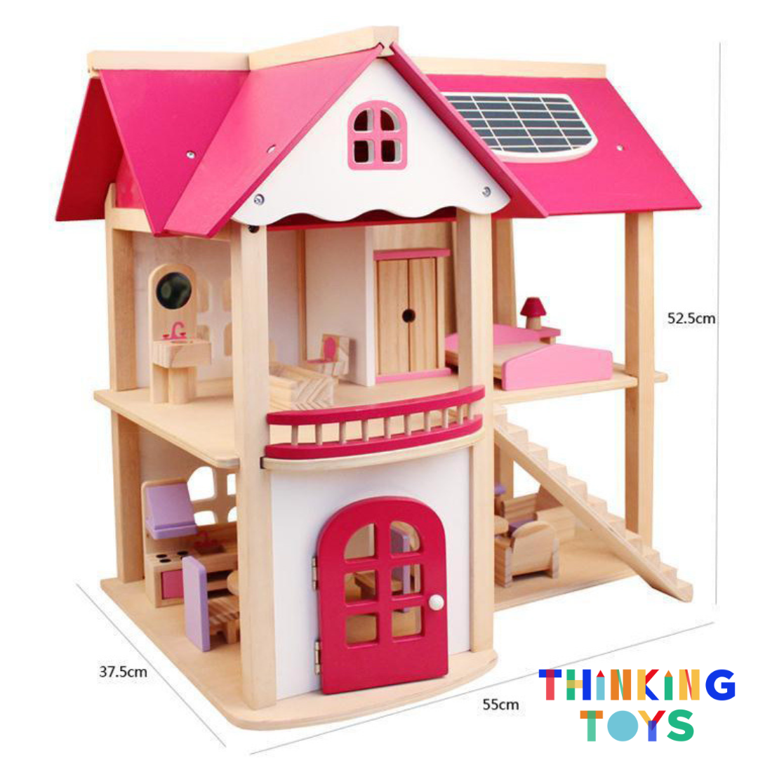 LULU CLASSIC 2-Storey Pink Dollhouse Villa