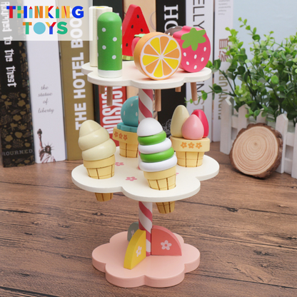 PLAYSHOP Wooden Double Layer Ice Cream Playset