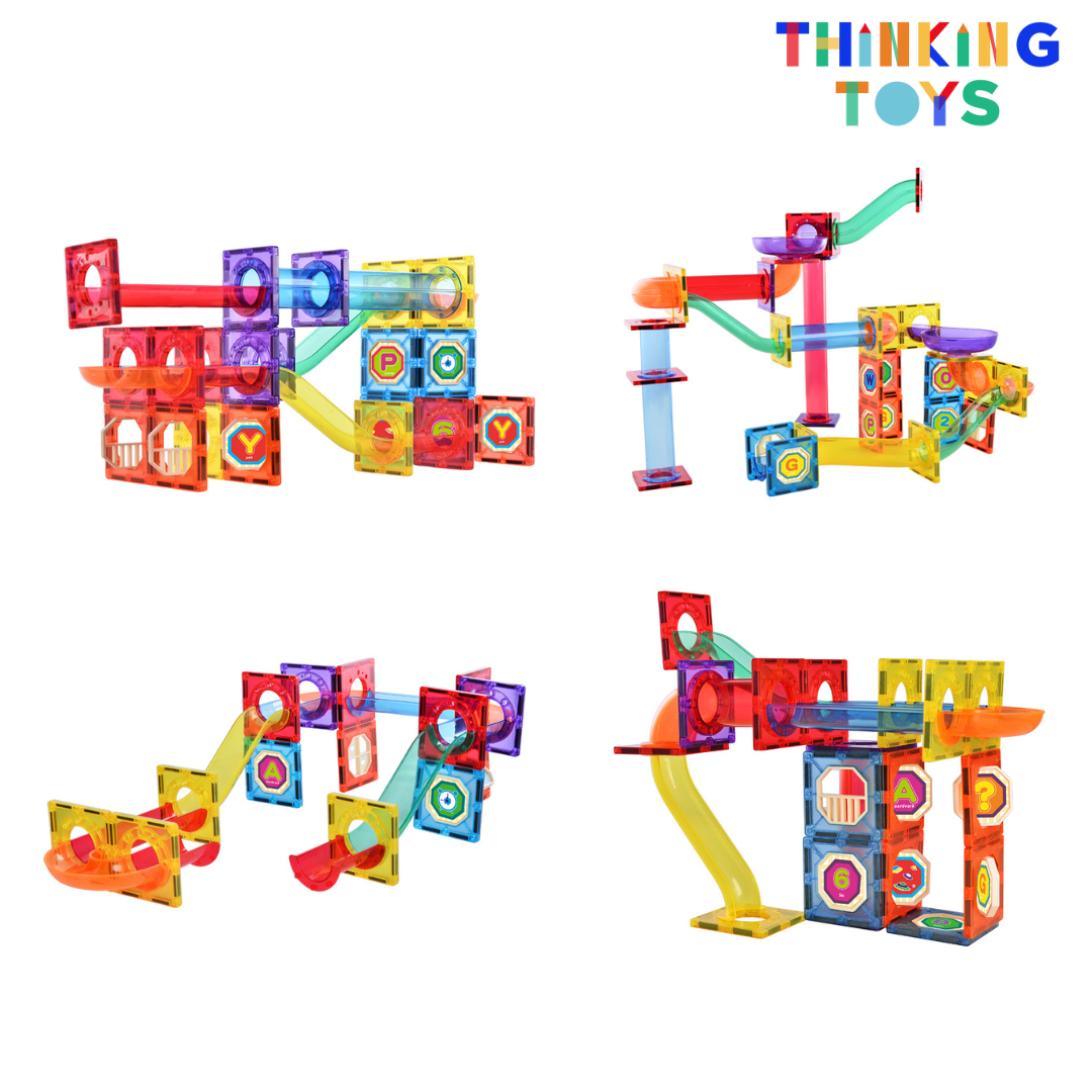 DELUXE MARBLE RUN 96-Piece Magnetic Tiles Set