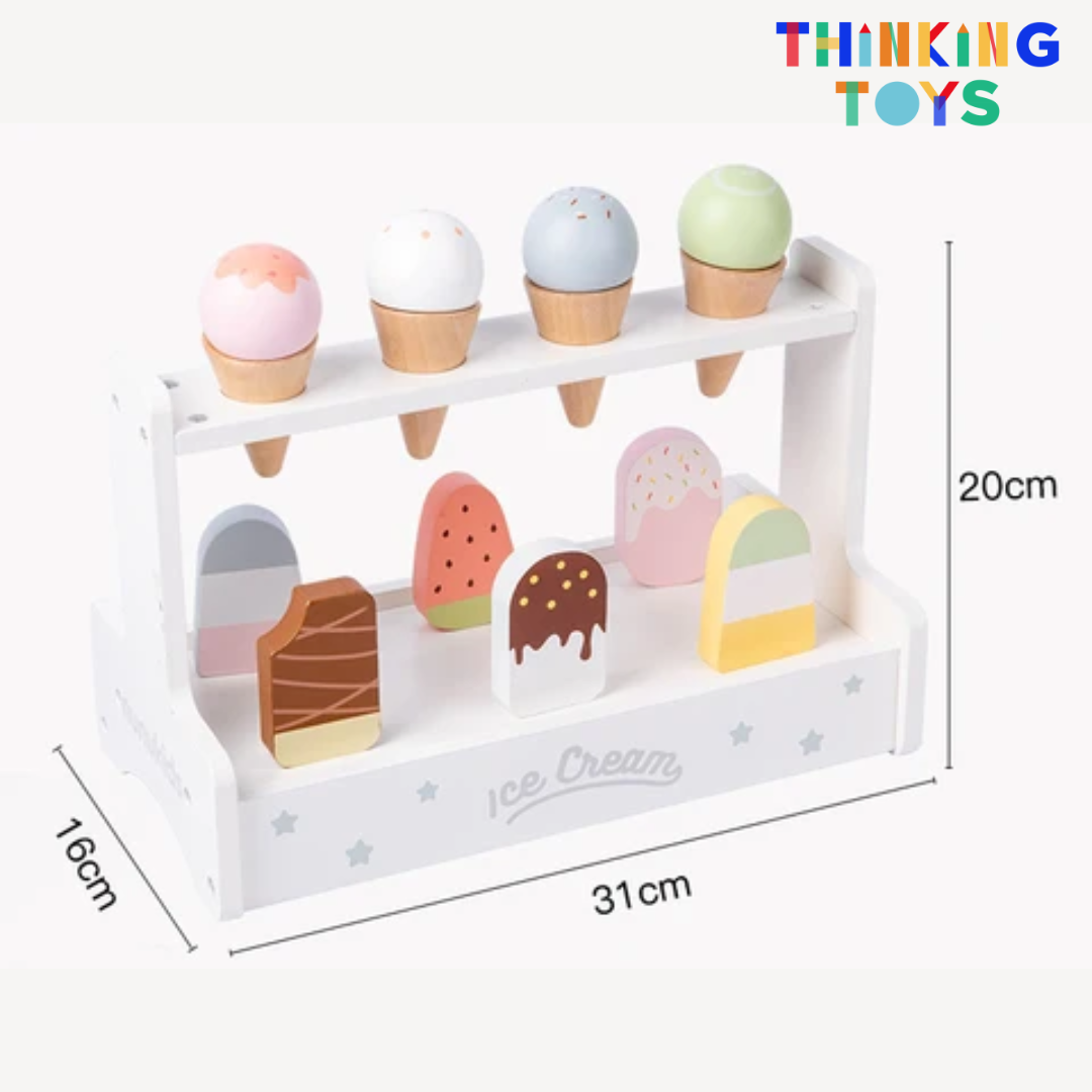 PLAYSHOP Wooden Classic Minimalist Ice Cream Playset