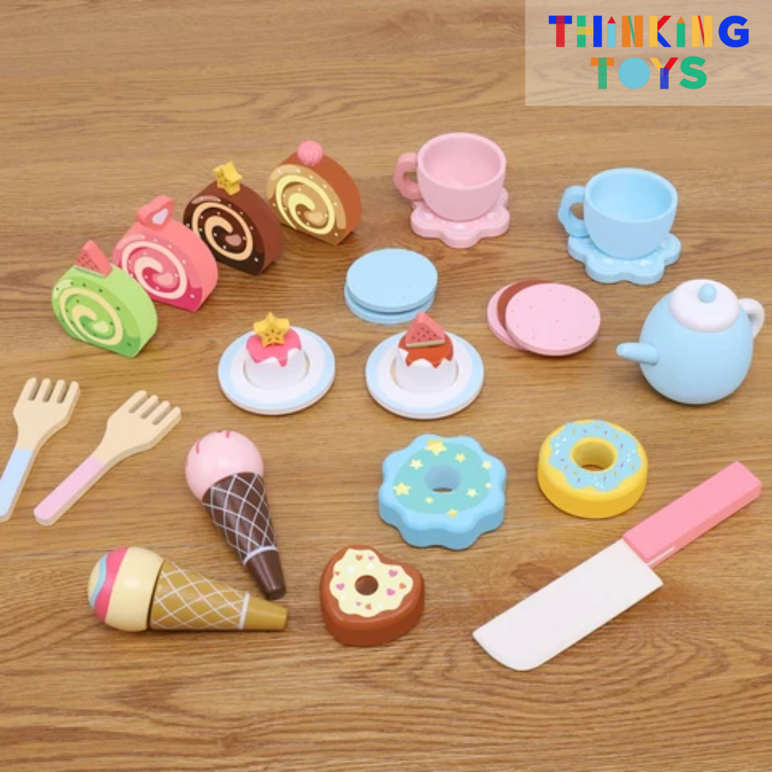 PLAYSHOP Wooden Afternoon Tea Cake and Dessert Playset