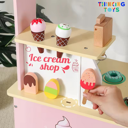 PLAYSHOP Wooden Macaron Ice Cream Shop Playset