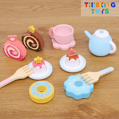 PLAYSHOP Wooden Afternoon Tea Cake and Dessert Playset