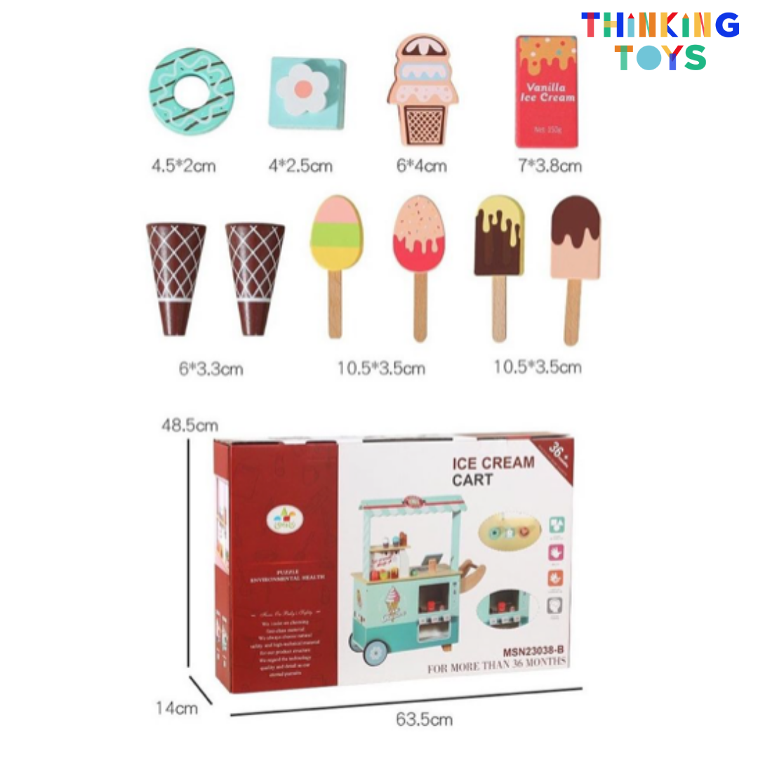 PLAYSHOP Wooden Macaron Ice Cream Shop Playset