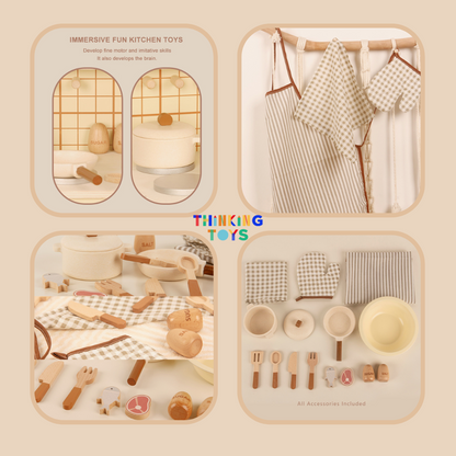 PLAYSHOP Wooden Nordic Style Kitchen Playset