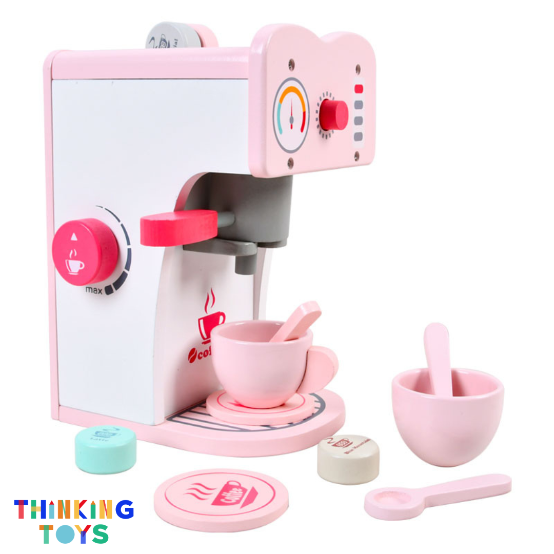 PLAYSHOP Wooden Coffee Espresso Maker Playset