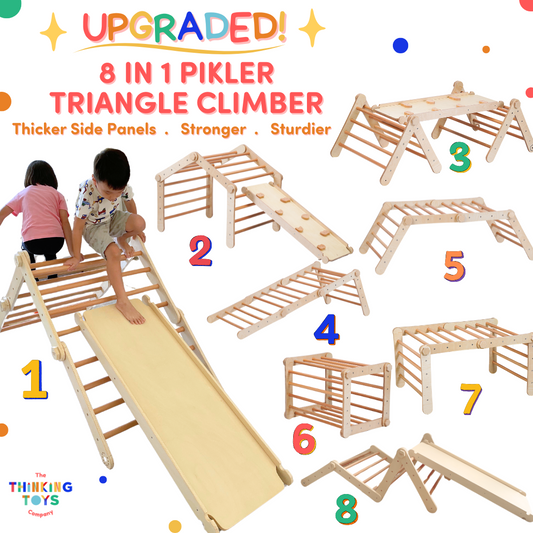 HAPPYFEET 8 IN 1 Pikler Triangle with Climber or Slide