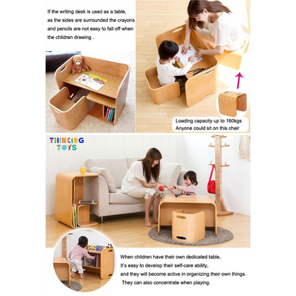 GROW-WITH-U 9 IN 1 Montessori Cube Table and Chairs Set