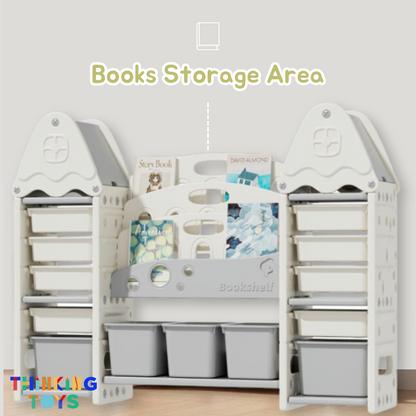 KUMI Double Treehouse Toy Organizer with Bookshelf