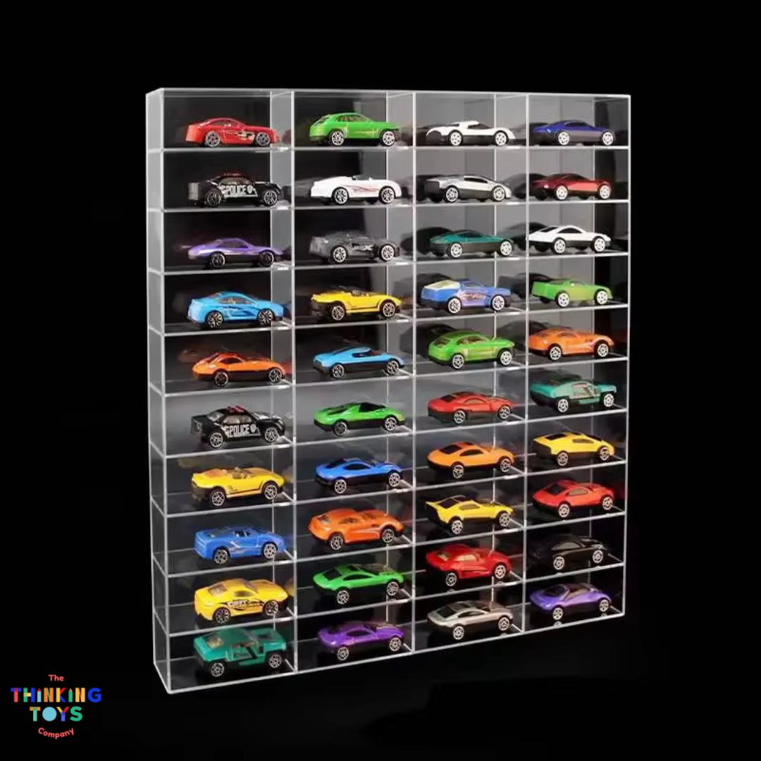 AC002, Acrylic toy car organizer with cover, Teaches animal recognition and sparks role play while encouraging storytelling.