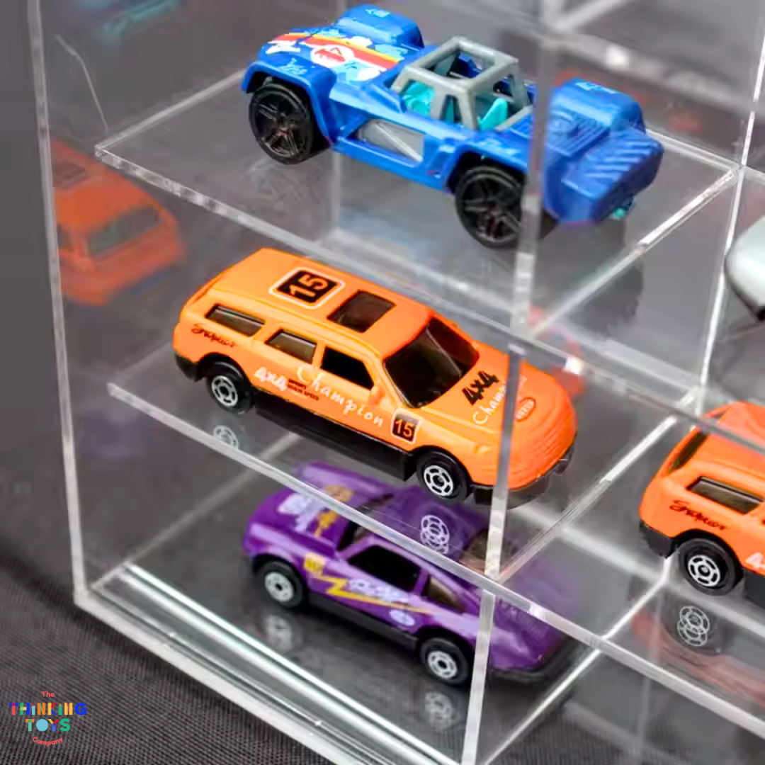 AC002, Acrylic toy car organizer with cover, Teaches animal recognition and sparks role play while encouraging storytelling.
