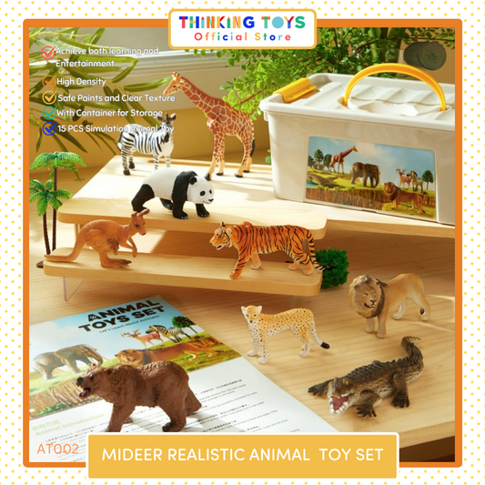 AT002, MIDEER Realistic Animal Toy Set, The MIDEER Realistic Animal Toy Set introduces kids to wildlife with lifelike figurines. Perfect for learning, pretend play, and creativity, it sparks curiosity about animals and nature.