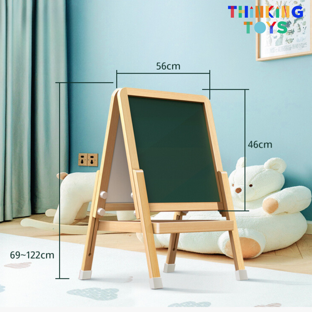 GROW-WITH-U 3 IN 1 Chalkboard, Whiteboard and Painting Easel