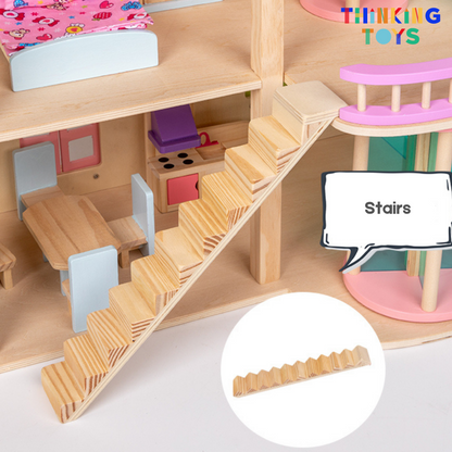 DH001, LULU CLASSIC 3-Storey Pink Dollhouse Villa , Promotes creativity and role play while giving children space to build imaginative stories.