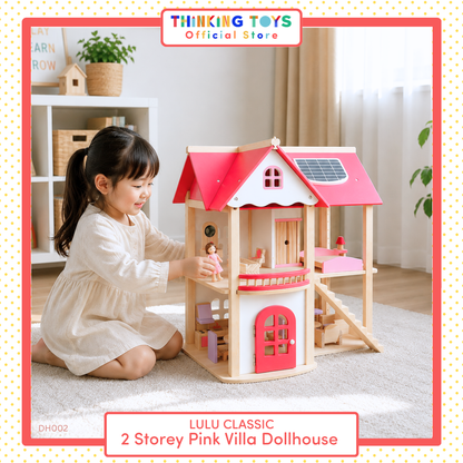 LULU CLASSIC 2-Storey Pink Dollhouse Villa