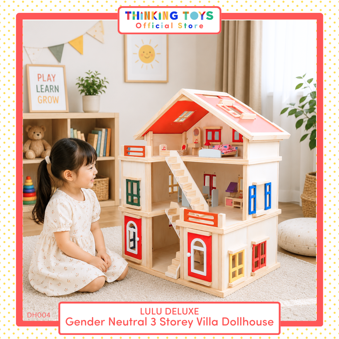 LULU Deluxe Wooden 3-Storey Dollhouse