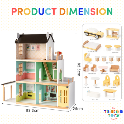 DH006, ZARA 3-Storey Dollhouse with Elevator 9