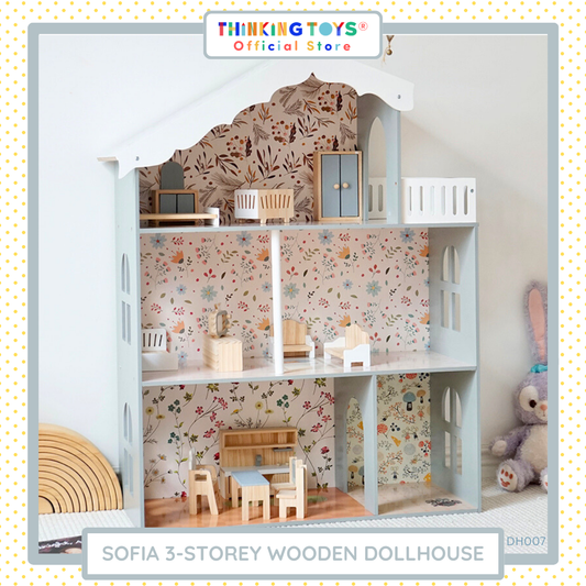 DH007,  SOFIA  3-Storey Wooden Dollhouse 