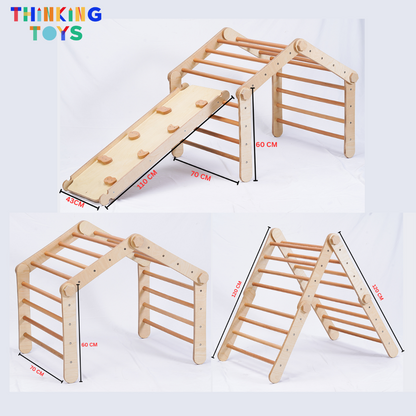 HAPPYFEET 8 IN 1 Pikler Triangle with Climber or Slide